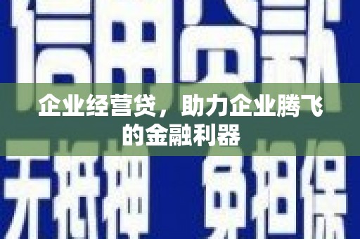 四川企业经营贷，助力企业腾飞的金融利器