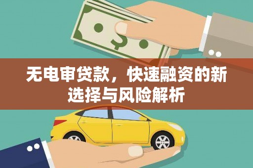 四川无电审贷款，快速融资的新选择与风险解析
